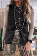 Vintage Wash Button-Down Denim Vest