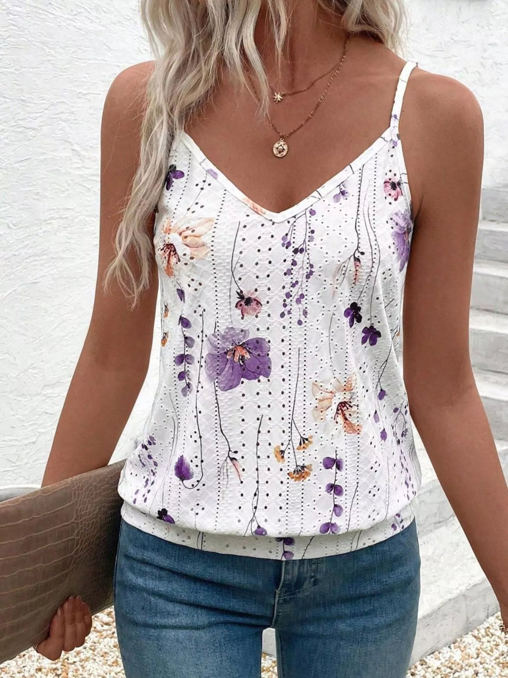 Floral Print V-Neck Casual Cami