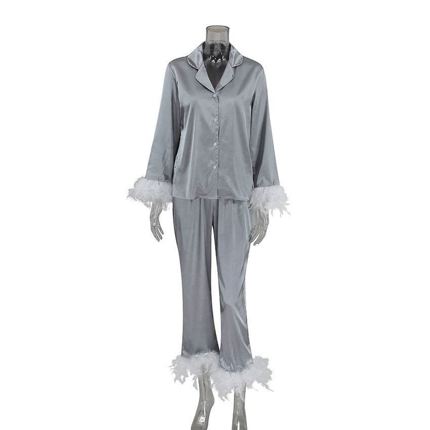 Pretty Little Patriot Pretty Little Patriot Heavenly Feathered Silk Pajamas in color options — flat-lay composition