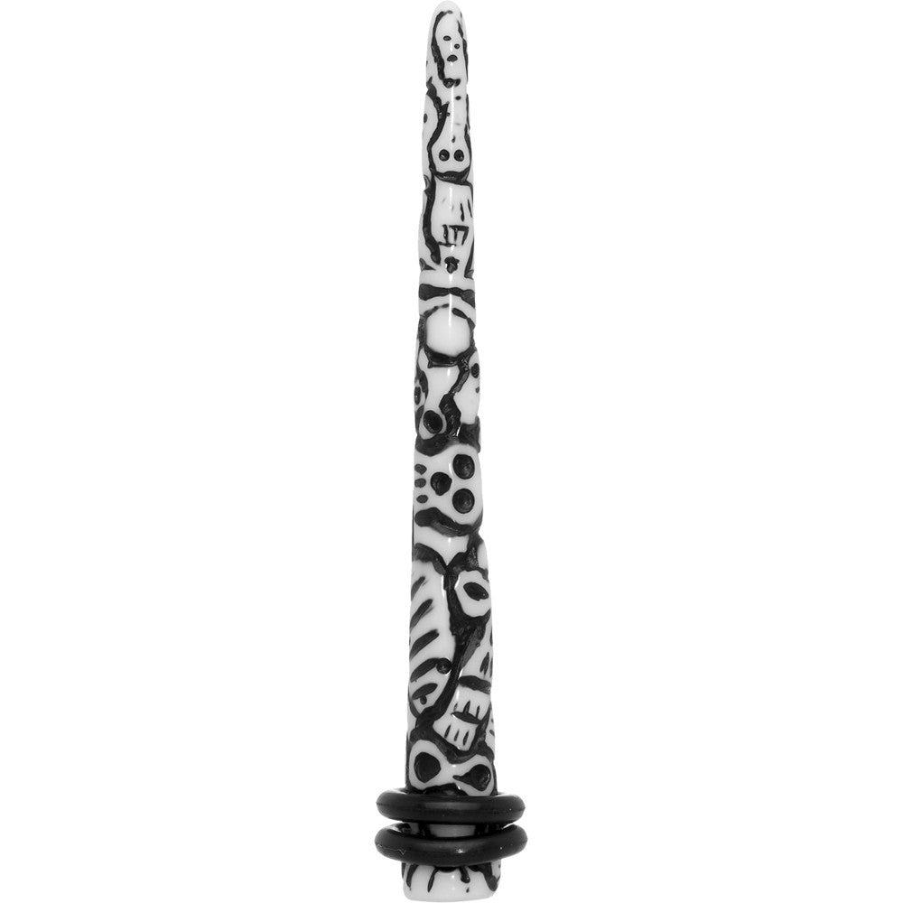 BodyCandy 2G Black White Resin Native Skull Taper — main product shot