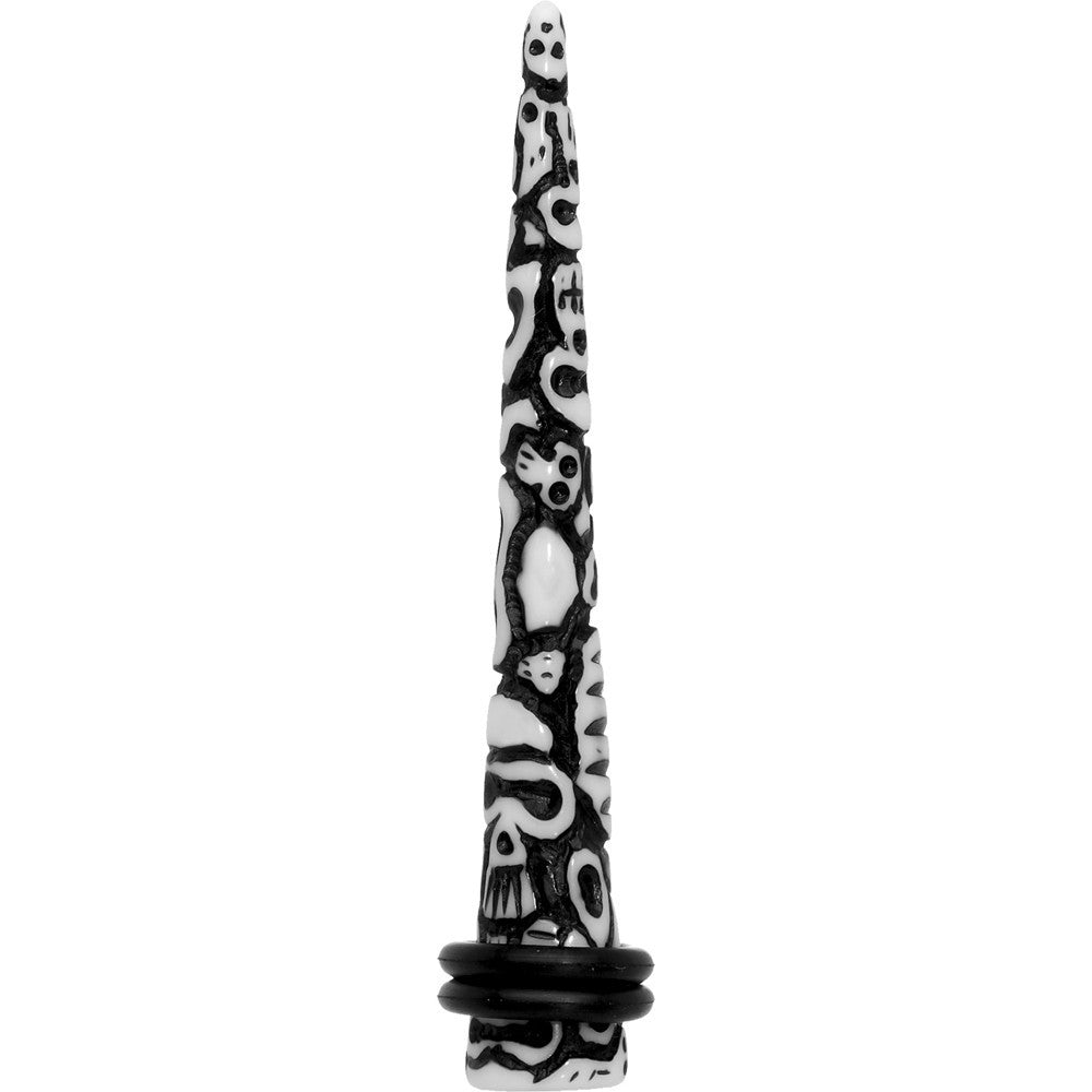 BodyCandy 0G Black White Resin Native Skull Taper — main product shot
