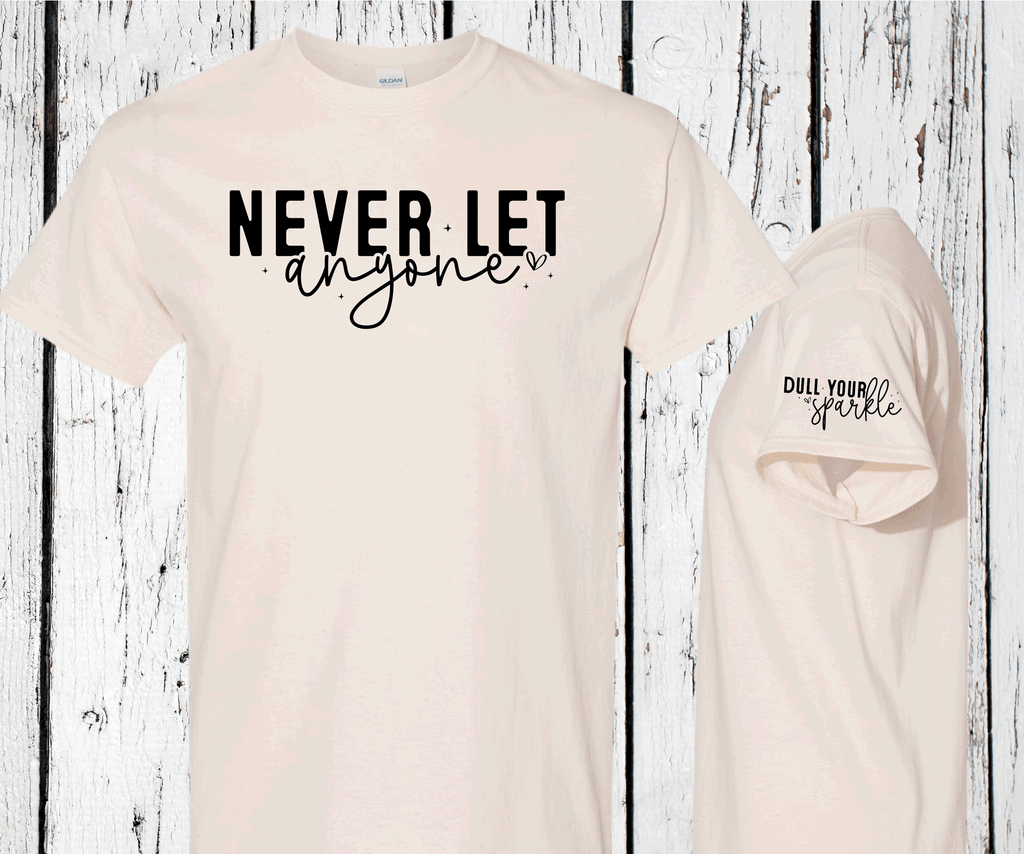 A Blessed Texas Mess Boutique Never let anyone Dull yuou Sparkle, Sleeve print crewneck, Mental Health… — construction detail