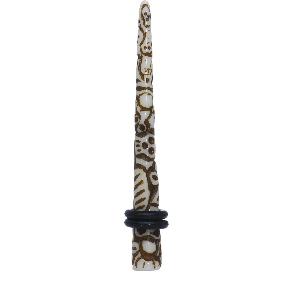 BodyCandy 2G Brown White Resin Native Skull Taper — main product shot