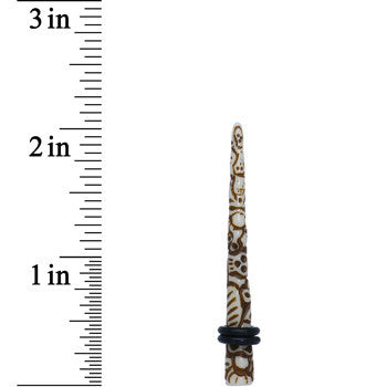 BodyCandy 2G Brown White Resin Native Skull Taper — lifestyle context