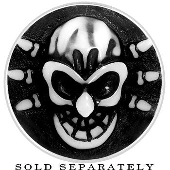 BodyCandy 9/16 Black White Resin Skull Saddle Plug — detail close-up