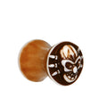 BodyCandy 2G Brown White Resin Skull Saddle Plug — main product shot