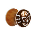 BodyCandy 0G Brown White Resin Skull Saddle Plug — main product shot