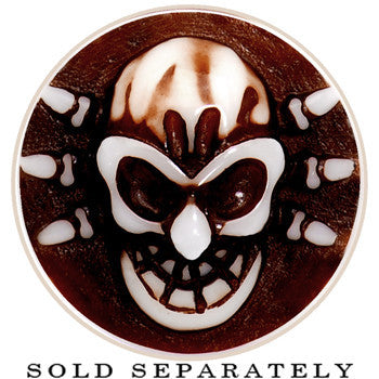 BodyCandy 1/2 Brown White Resin Skull Saddle Plug — detail close-up