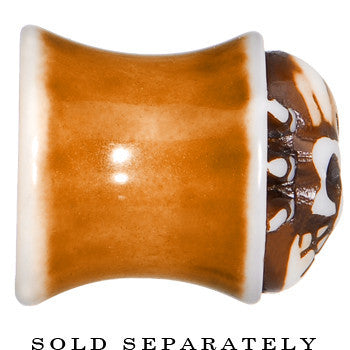 BodyCandy 1/2 Brown White Resin Skull Saddle Plug — lifestyle context