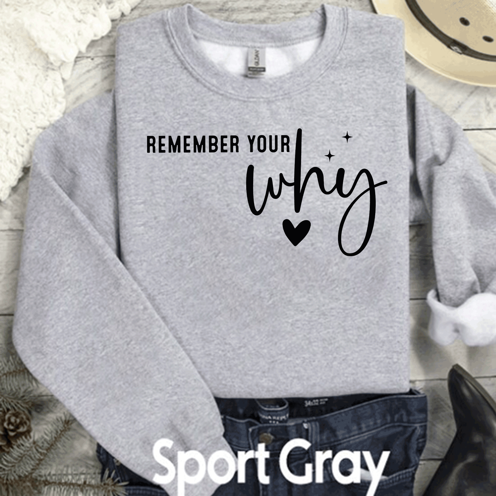 A Blessed Texas Mess Boutique Remember Your Why Always Shirt, Motivational Sweatshirt, Inspirational Shirt,… — A Blessed Texas Mess Boutique branding close-up