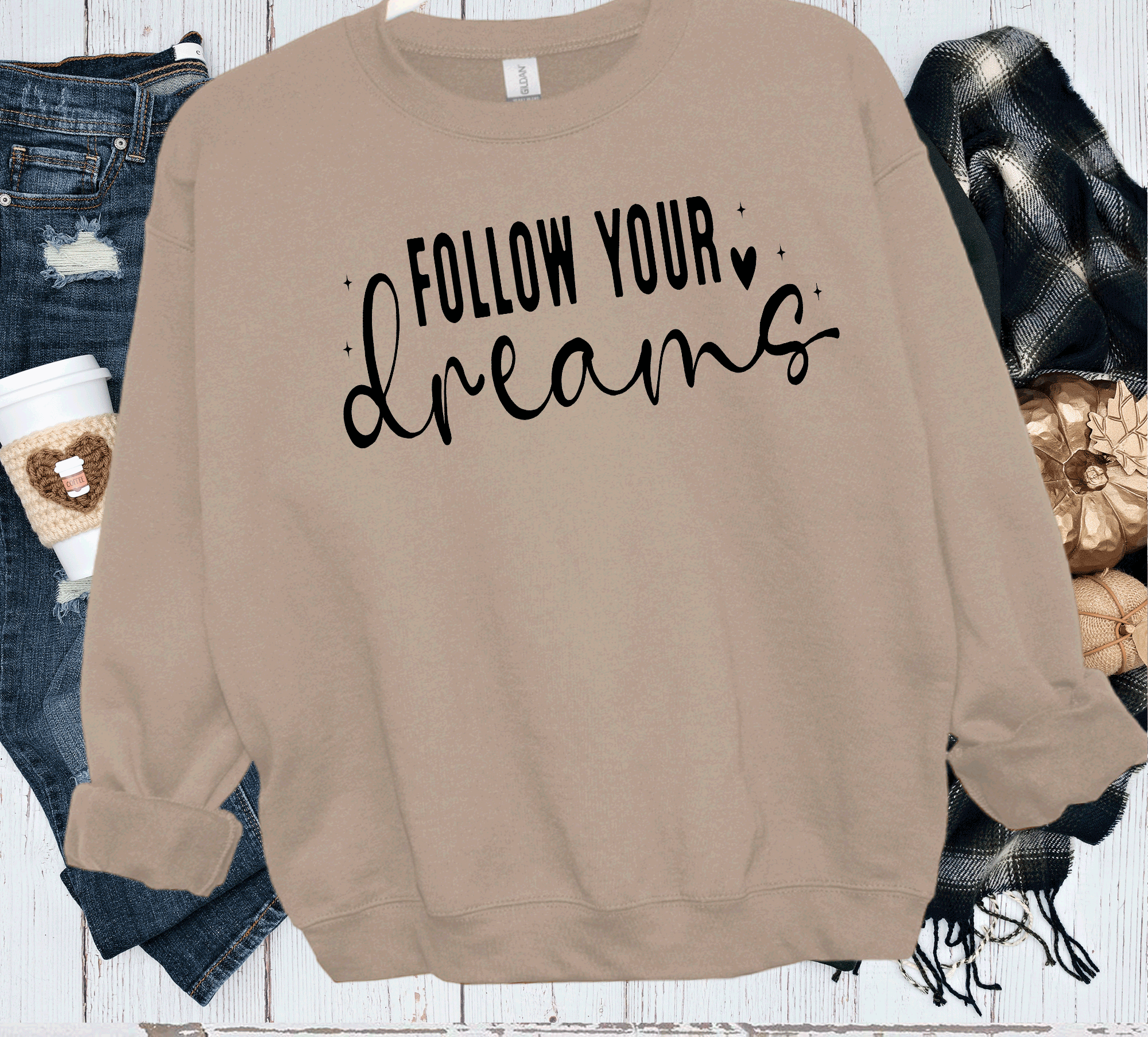 A Blessed Texas Mess Boutique Follow your Dreams, Self Love, Encourgements shirts, Mental Health gifts — A Blessed Texas Mess Boutique branding close-up