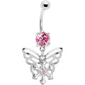 BodyCandy Pink Gem Encompass Butterfly Belly Ring — main product shot
