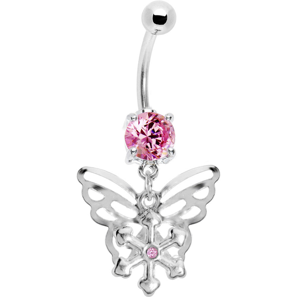 BodyCandy Pink Gem Encompass Butterfly Belly Ring — main product shot