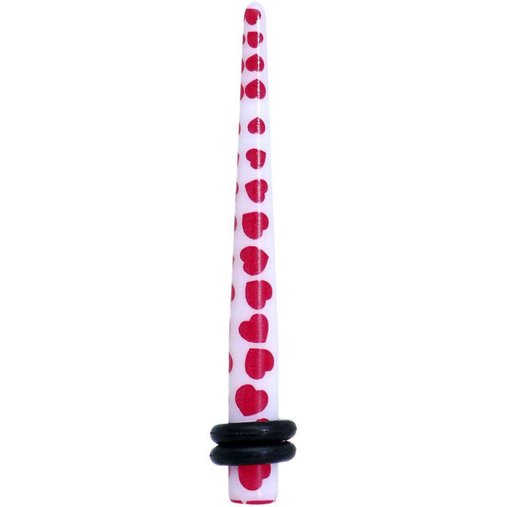 BodyCandy 6G White Red Heart Acrylic Ear Taper — main product shot