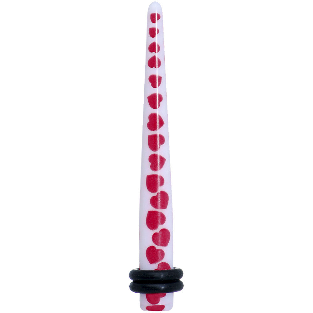 BodyCandy 4G White Red Heart Acrylic Ear Taper — main product shot