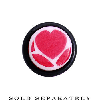BodyCandy 4G White Red Heart Acrylic Ear Taper — detail close-up