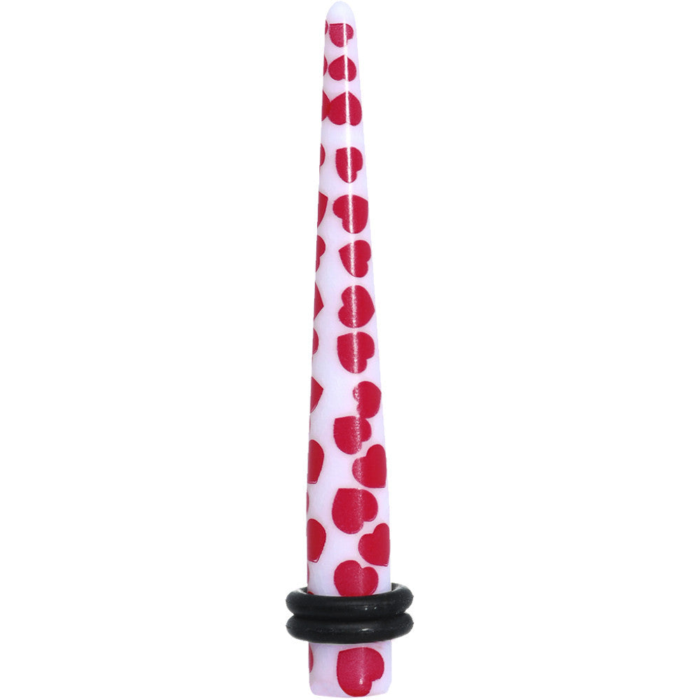 BodyCandy 2G White Red Heart Acrylic Ear Taper — main product shot