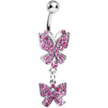 BodyCandy Pink Gem Dual Butterfly Belly Ring — main product shot