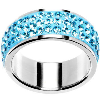 BodyCandy Size 6 - Aqua Crystal Ferido Ring — side view