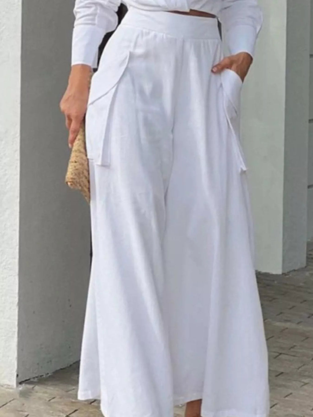 Long Sleeve Shirt and Wide Leg Pants Set