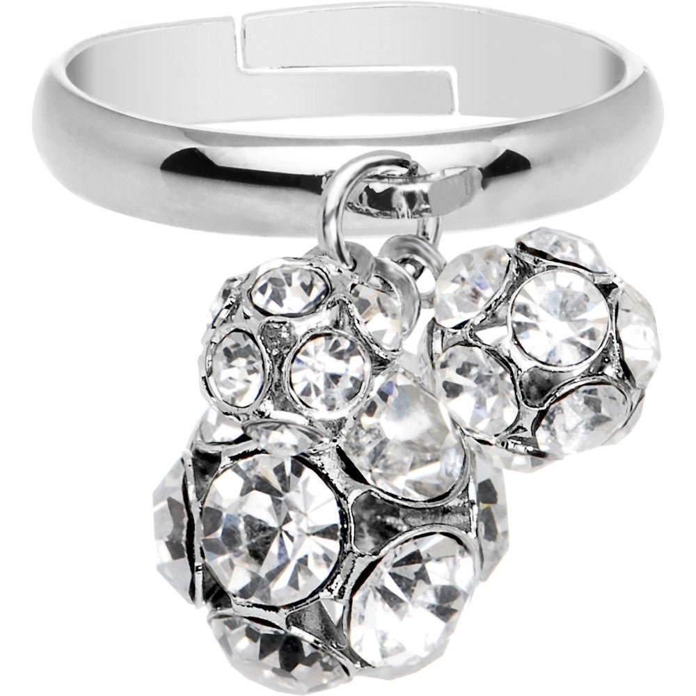 BodyCandy Clear Gem Cluster Dangle Adjustable Ring — main product shot