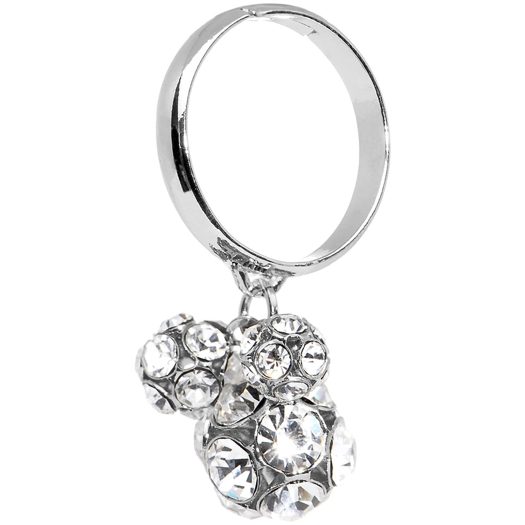 BodyCandy Clear Gem Cluster Dangle Adjustable Ring — detail close-up