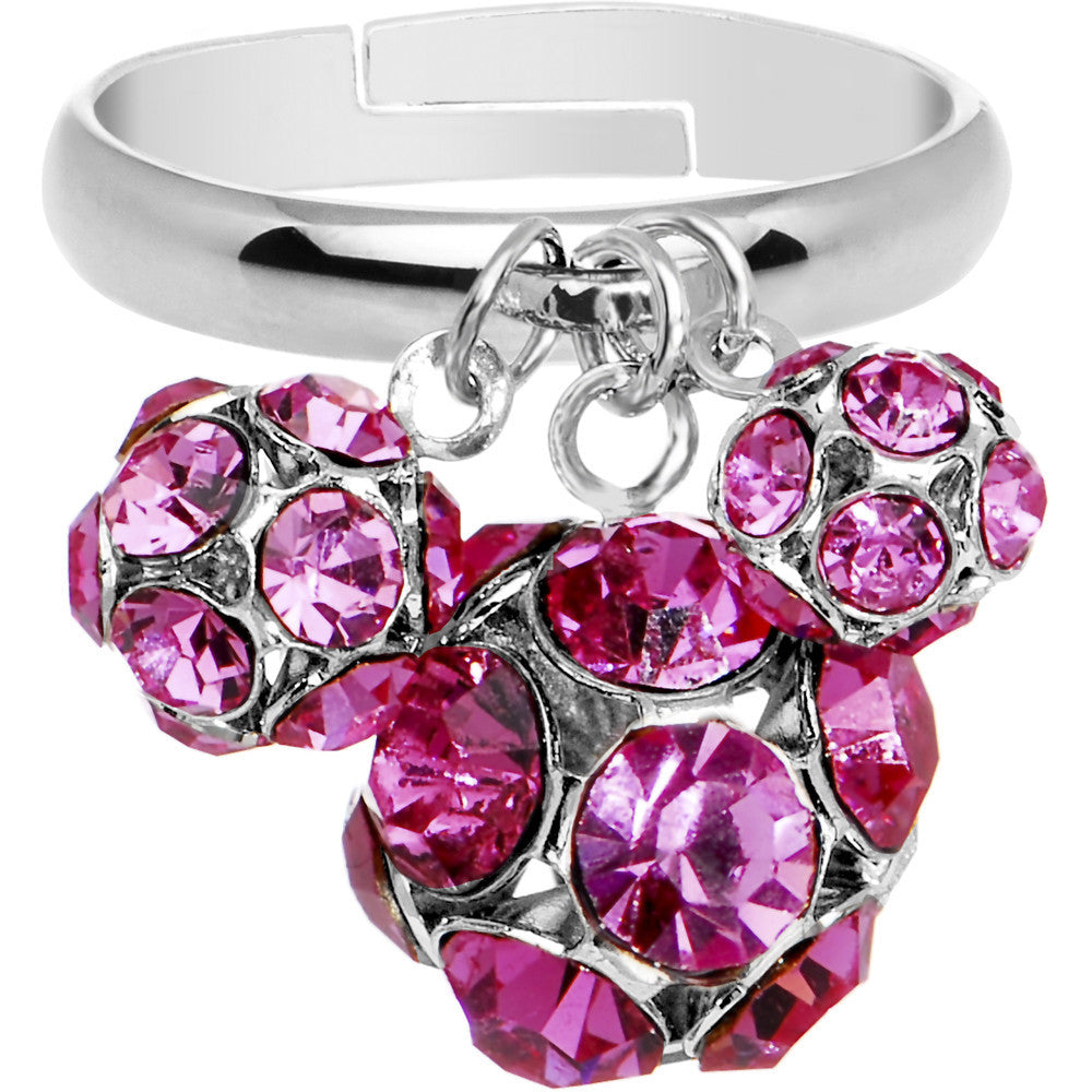 BodyCandy Pink Gem Cluster Dangle Adjustable Ring — main product shot