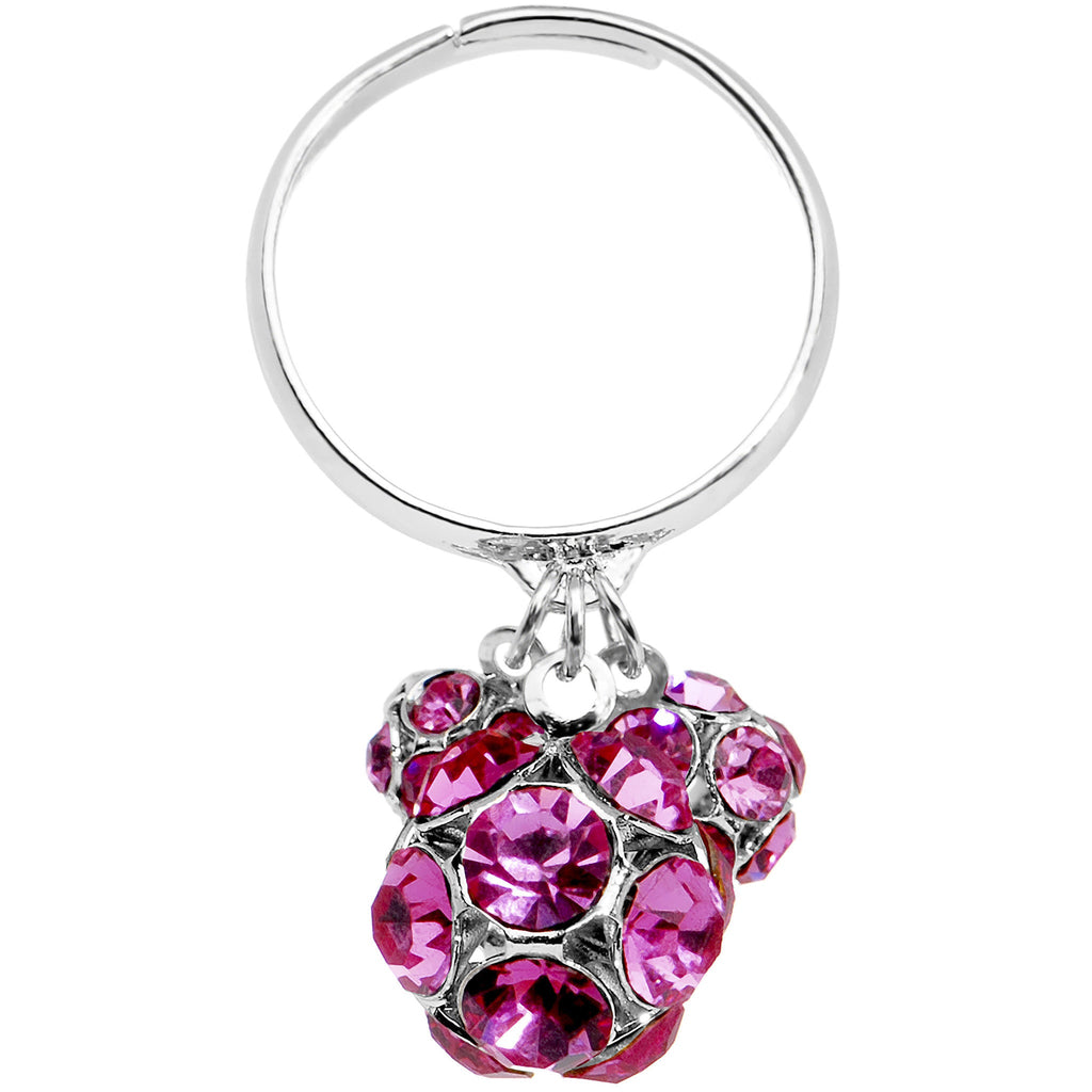 BodyCandy Pink Gem Cluster Dangle Adjustable Ring — lifestyle context