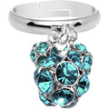 BodyCandy Zircon Blue Gem Cluster Dangle Adjustable Ring — main product shot
