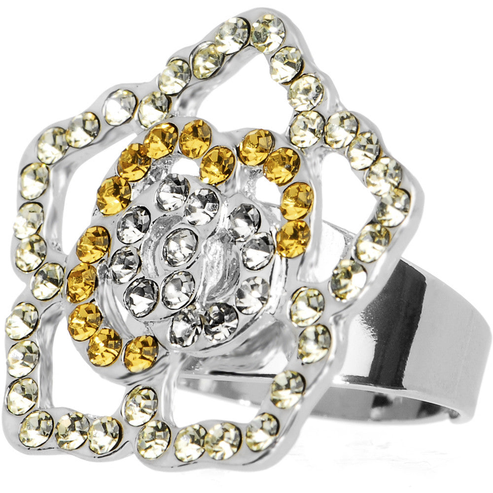 BodyCandy Clear Cut Out Flower Adjustable Ring — main product shot