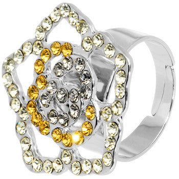 BodyCandy Clear Cut Out Flower Adjustable Ring — detail close-up