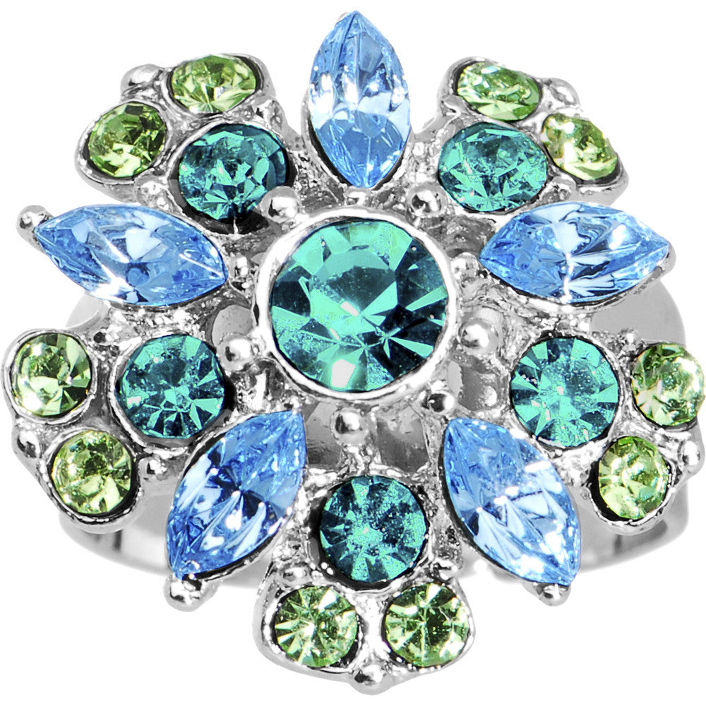 BodyCandy Blue Green Erotic Flower Adjustable Ring — main product shot