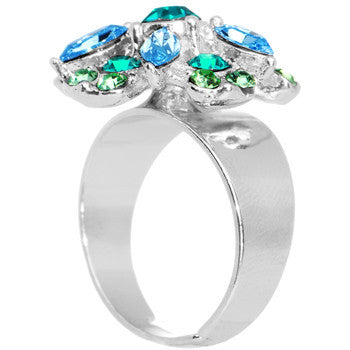 BodyCandy Blue Green Erotic Flower Adjustable Ring — detail close-up