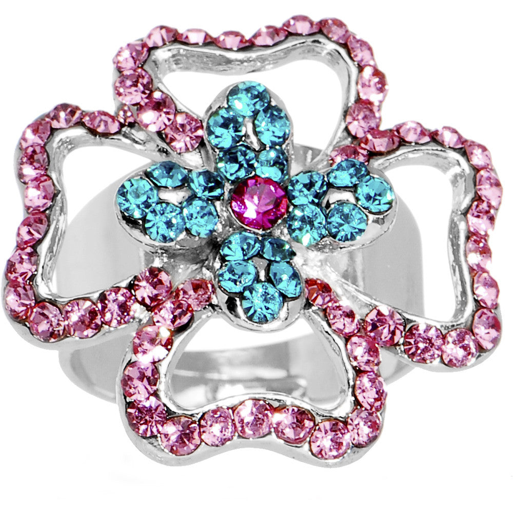 BodyCandy Charismatic Crossing Flower Adjustable Ring — main product shot