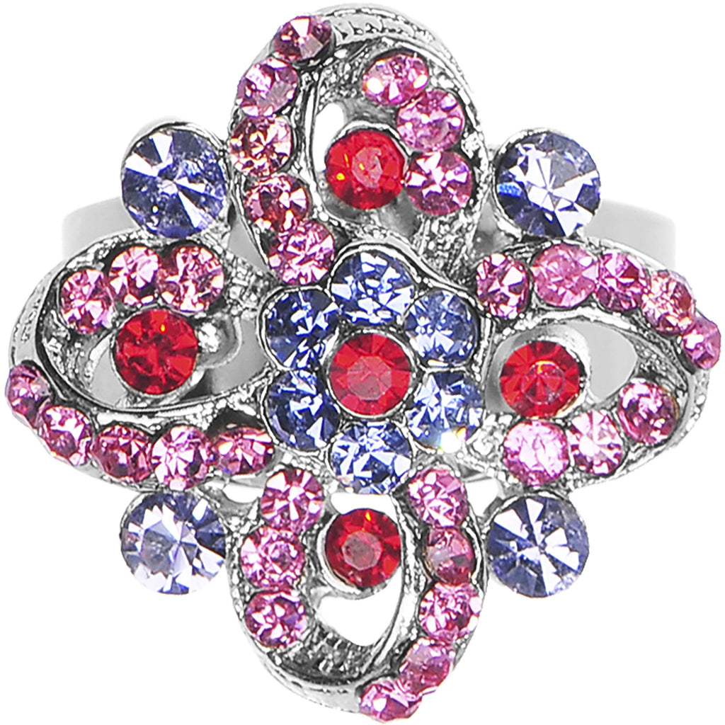 BodyCandy Dazzling Impressions Flower Adjustable Ring — detail close-up