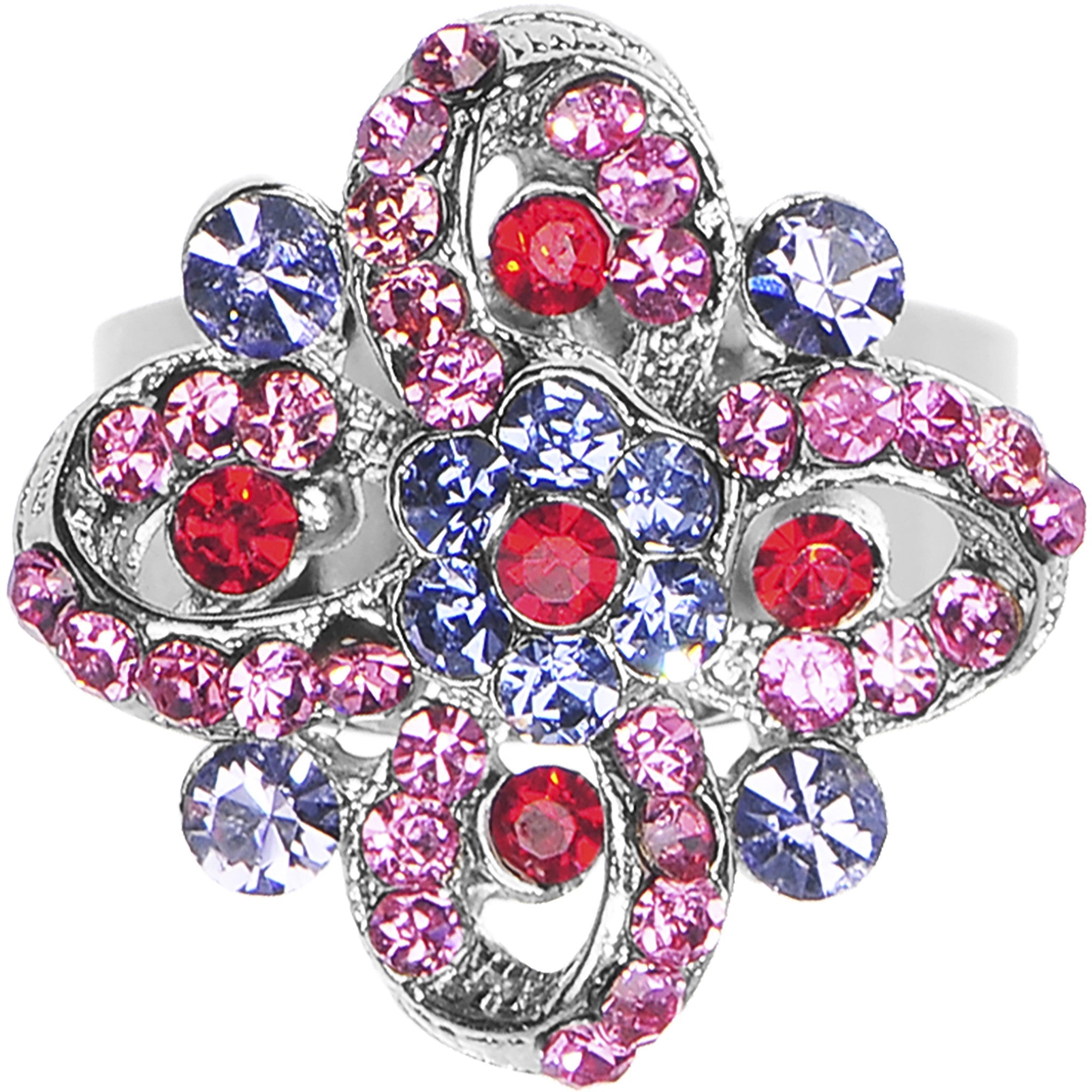 BodyCandy Dazzling Impressions Flower Adjustable Ring — detail close-up