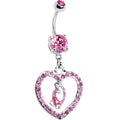 BodyCandy Pink Gem Kitty Cat Love Heart Belly Ring — main product shot