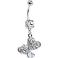 BodyCandy Crystalline Gem Trio of Hearts Belly Ring — main product shot