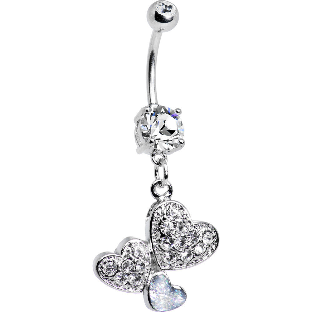 BodyCandy Crystalline Gem Trio of Hearts Belly Ring — main product shot