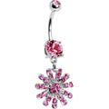 BodyCandy Pink Gem Gerber Daisy Flower Belly Ring — main product shot