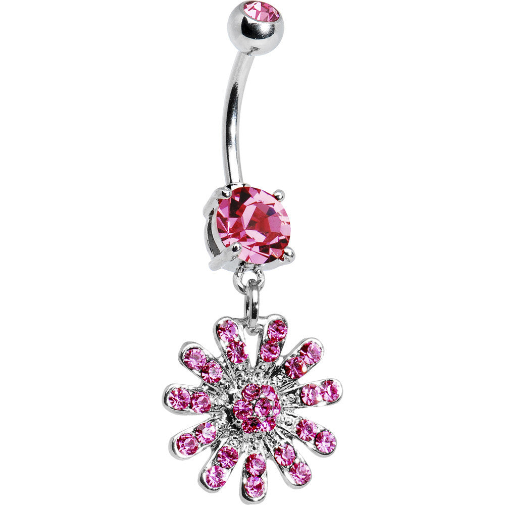 BodyCandy Pink Gem Gerber Daisy Flower Belly Ring — main product shot