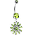 BodyCandy Peridot Green Gem Gerber Daisy Flower Belly Ring — main product shot