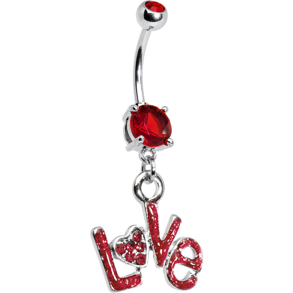 BodyCandy Ruby Red Gem Love Belly Ring — main product shot