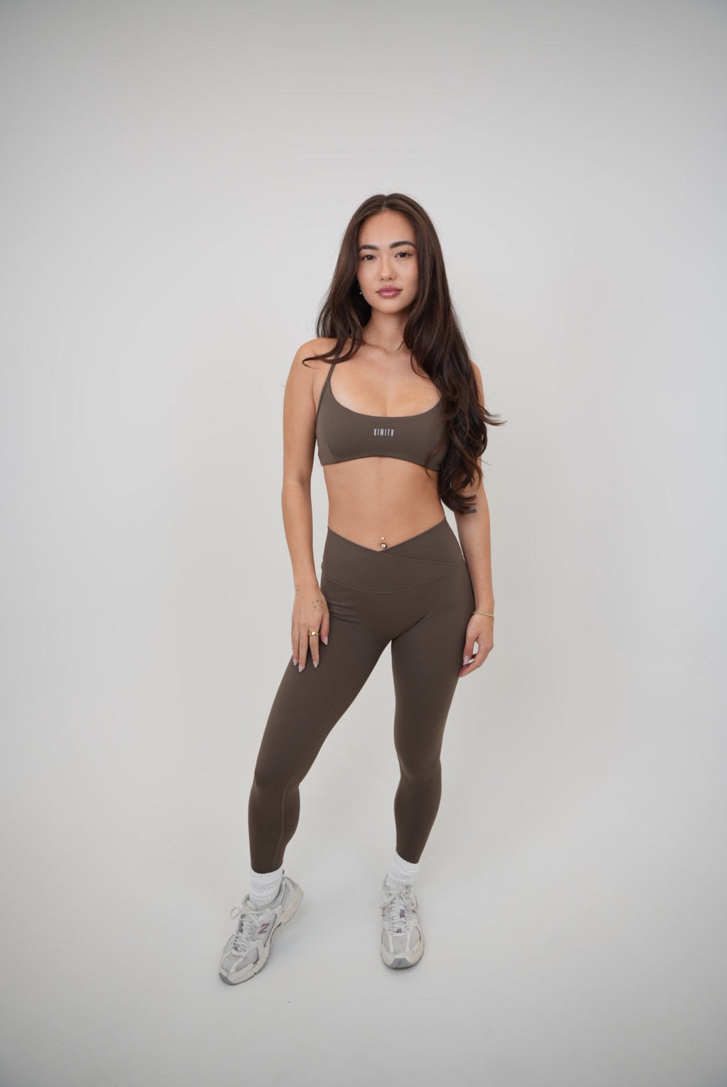 KIMITH BRAND My Time Is Divine Brown Cross-Back Butter Soft Bra — size reference