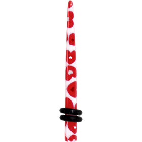 8G Lovely Red Heart Acrylic Ear Taper