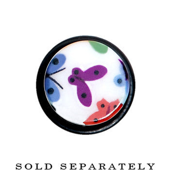 BodyCandy 4G Multi Color Butterfly Acrylic Ear Taper — detail close-up