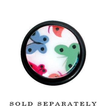 BodyCandy 00G Multi Color Butterfly Acrylic Ear Taper — detail close-up