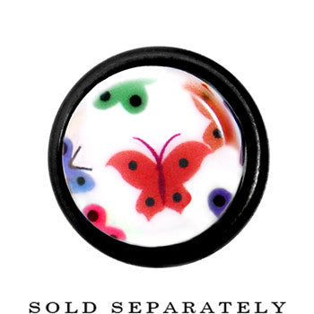 BodyCandy 9/16 Multi Color Butterfly Acrylic Ear Taper — detail close-up