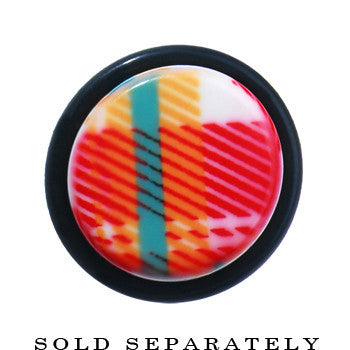 BodyCandy 4G Acrylic Plaid Taper Ear Plug — detail close-up