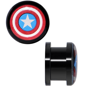BodyCandy 9/16 Captain America Screw Fit Plugs Set — detail close-up